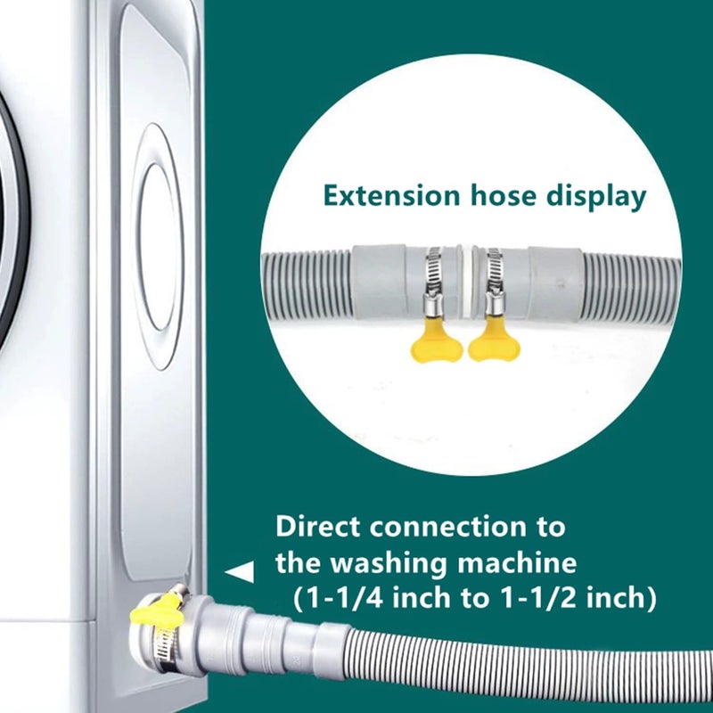 Elyfree 20-Ft Washing Machine Drain Hose Universal, Flexible Dishwasher & Washer Drain Hose Extension with 4 Clamps & 1 U-Bend Holder - Image 3